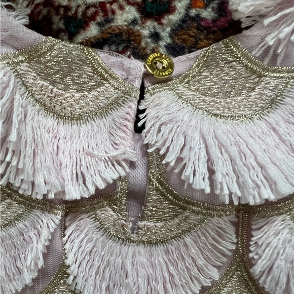 Worn *once* GORGEOUS unique light pink and gold fringe detail dress - Picture 4 of 8